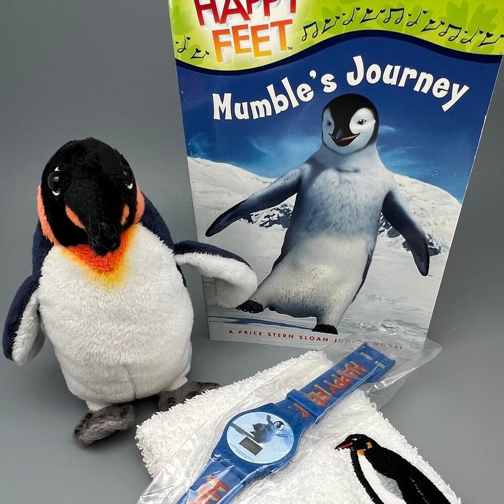 Happy Feet Penguin Plush Toy, Watch, Book & Washcloth